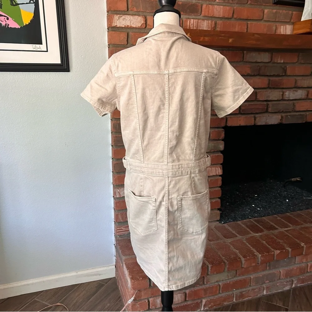 Good American Fit For Success Denim Utility Dress in Khaki Sz XL - Picture 8 of 11